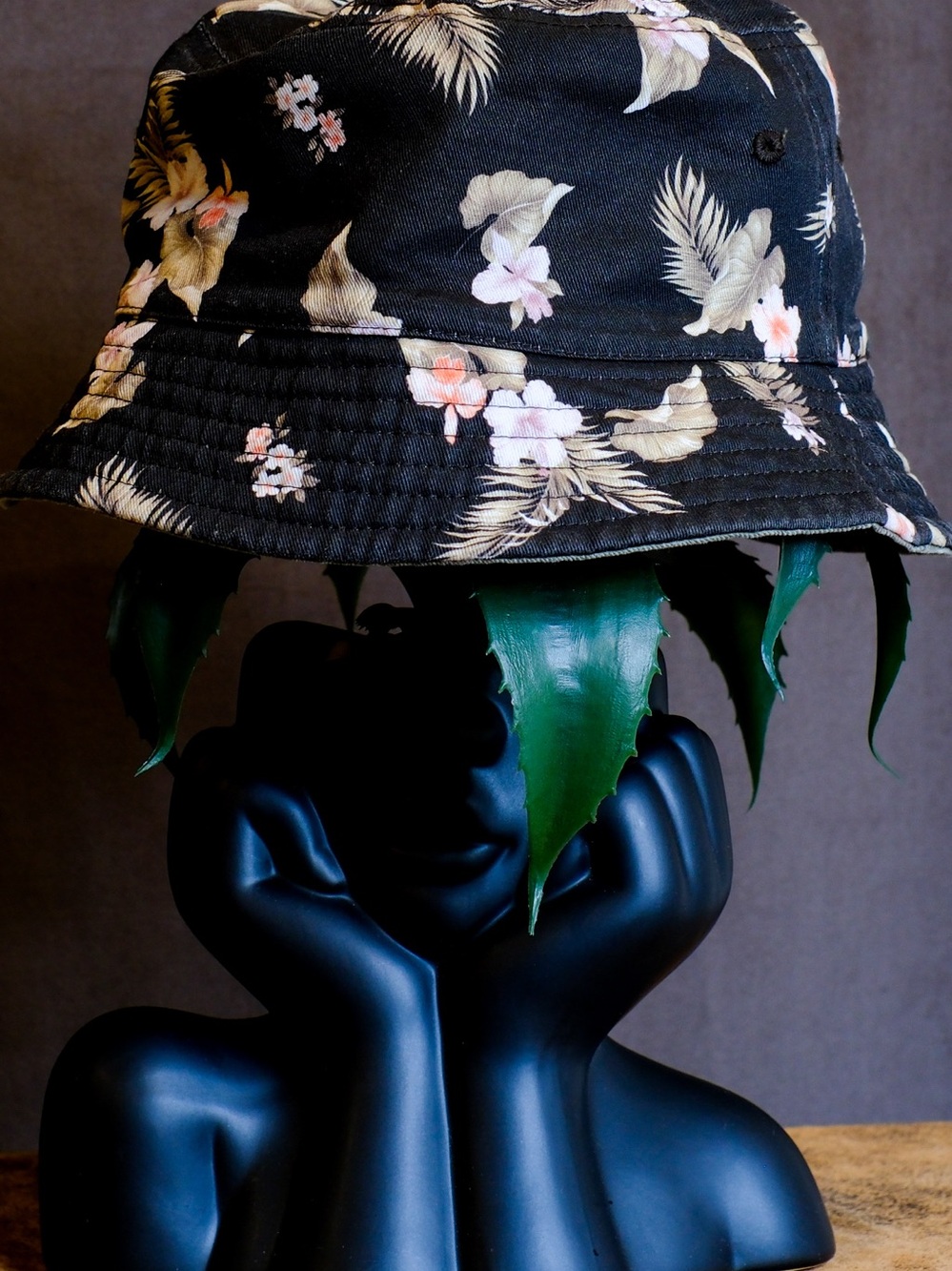 Floral Black reversible Bucket Hat